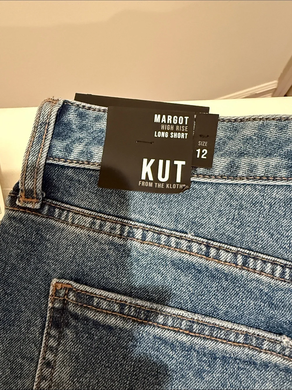 NWT Kut from the Kloth Margot Long Short Denim Raw Hem Cuff or Not High Rise 12